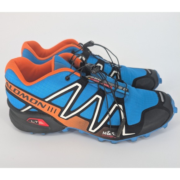 Salomon Speedcross 3 Men 9 Blue Orange Trail Running Shoes Outdoor Hiking Tech - Picture 2 of 11